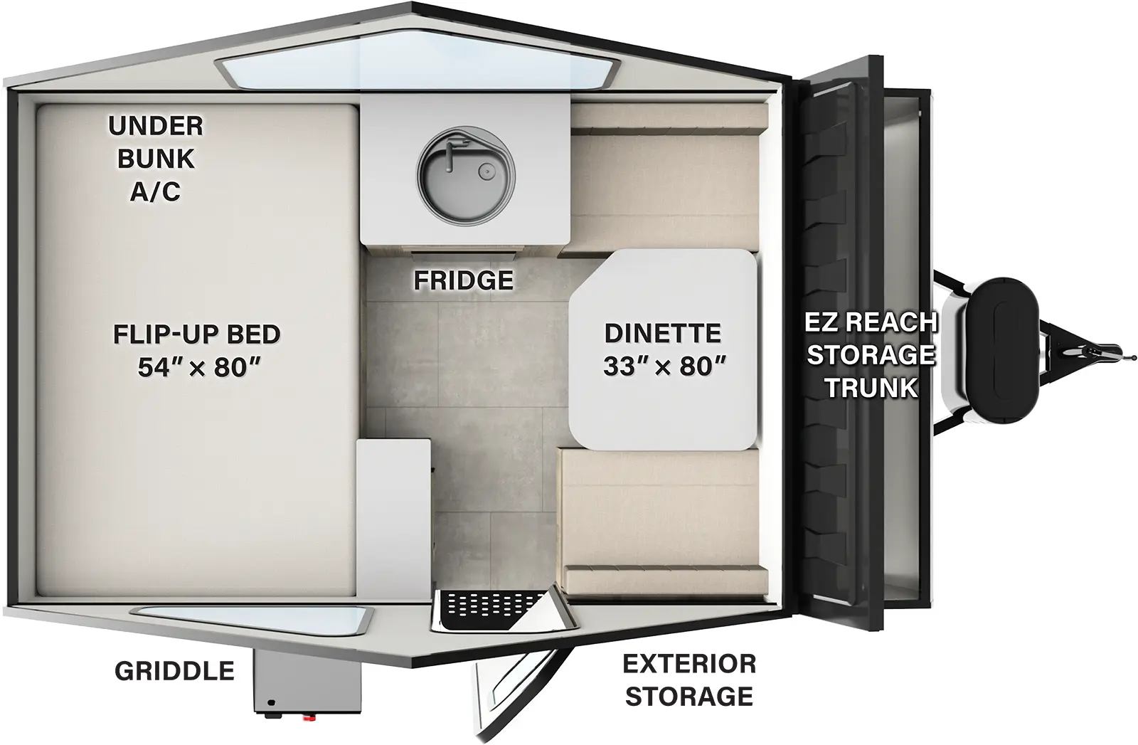 The Flagstaff Hard Side Pop-Up Campers T10RB floorplan features include: hard sides.